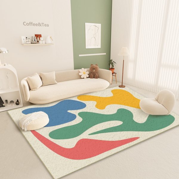 Japanese-style geometric figure ins style thick imitation cashmere living room rug