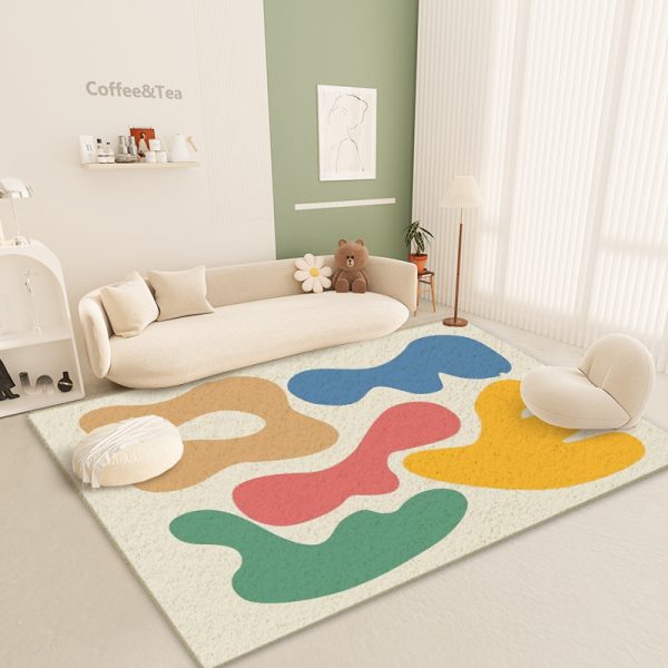 Japanese-style geometric figure ins style thick imitation cashmere living room rug