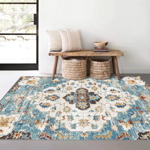Ethnic style retro pastoral American cashmere imitation living room rug