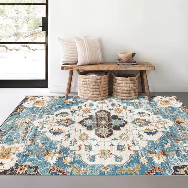 Ethnic style retro pastoral American cashmere imitation living room rug