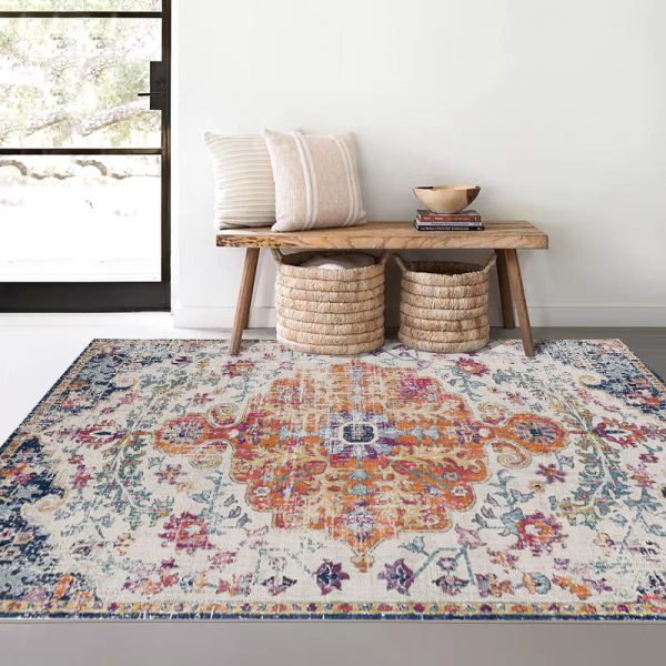 Ethnic style retro pastoral American cashmere imitation living room rug