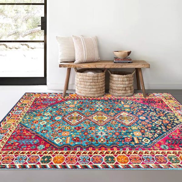 Ethnic style retro pastoral American cashmere imitation living room rug