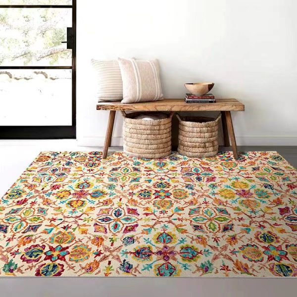 Ethnic style retro pastoral American cashmere imitation living room rug