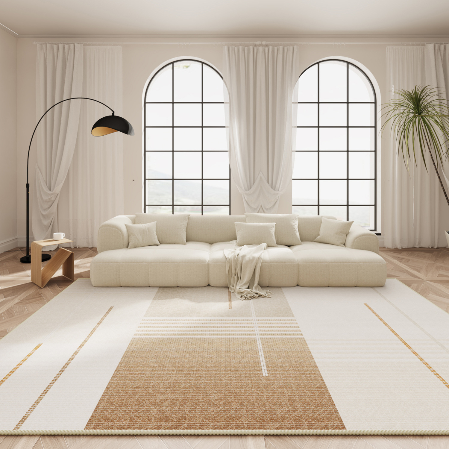 Space aesthetics simple plain color living room carpet