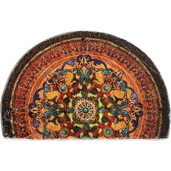 Simple Half Circle Boho Style Faux Cashmere Living Room Rug