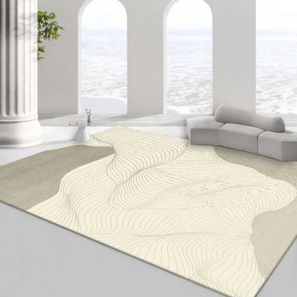 Scandinavian modern line minimalist circle velvet non-dusting living room rug