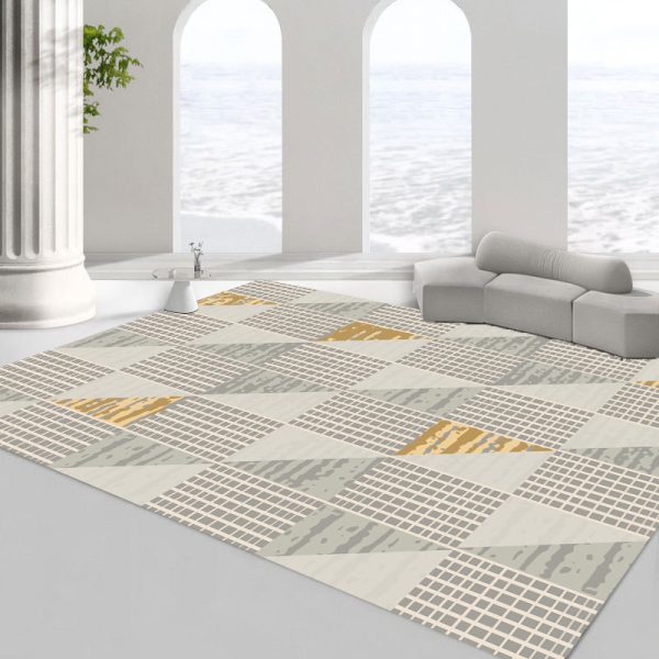 Scandinavian modern line minimalist circle velvet non-dusting living room rug