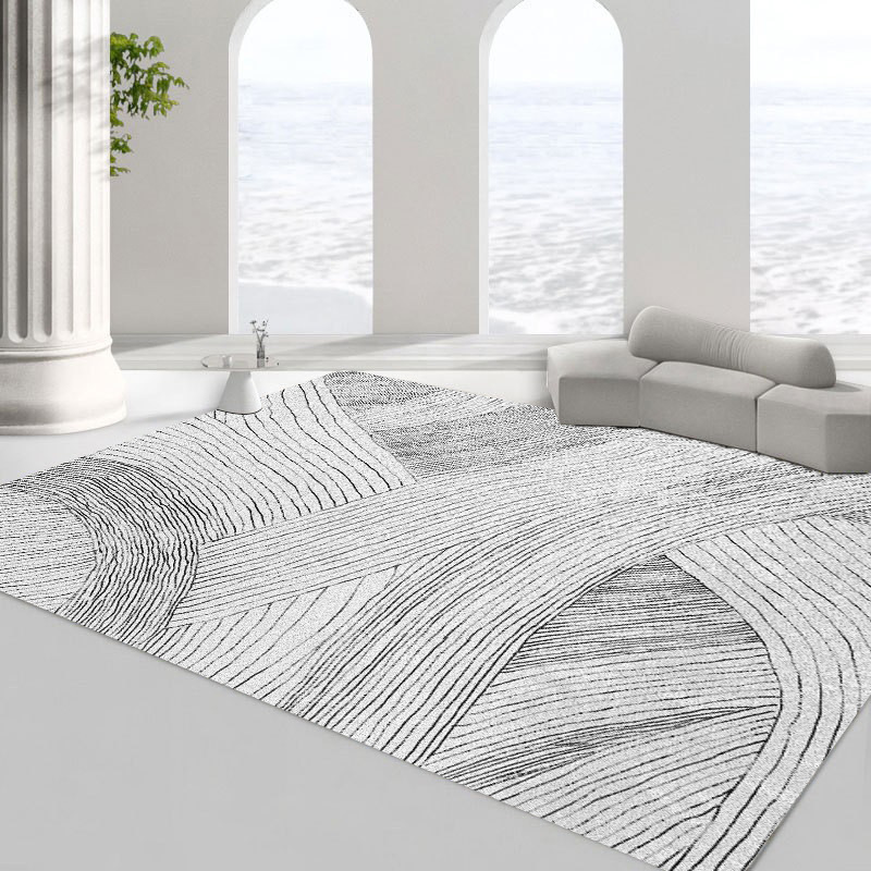 Scandinavian modern line minimalist circle velvet non-dusting living room rug