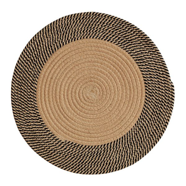 American Vintage Jute Round Woven Cushion Living Room Rug
