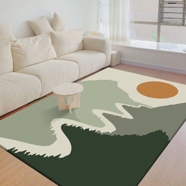 Summer fresh wind art painting circle velvet living room rug