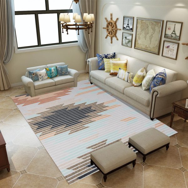 Nordic Simple Geometric Short Pile Easy Care Living Room Rug