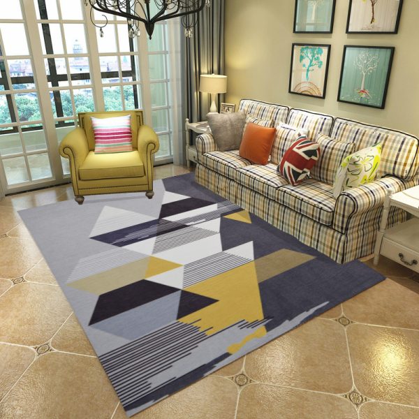 Nordic Simple Geometric Short Pile Easy Care Living Room Rug