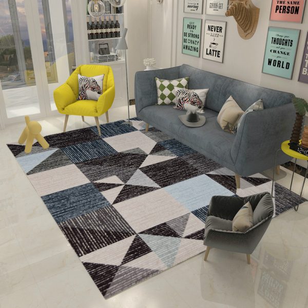 Nordic Simple Geometric Short Pile Easy Care Living Room Rug