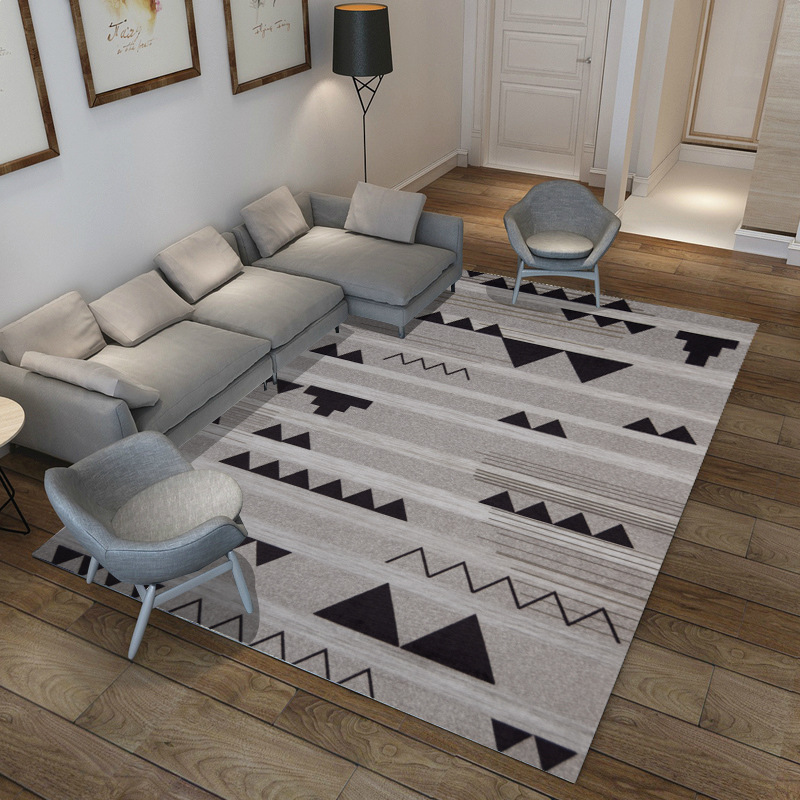 Nordic Simple Geometric Short Pile Easy Care Living Room Rug