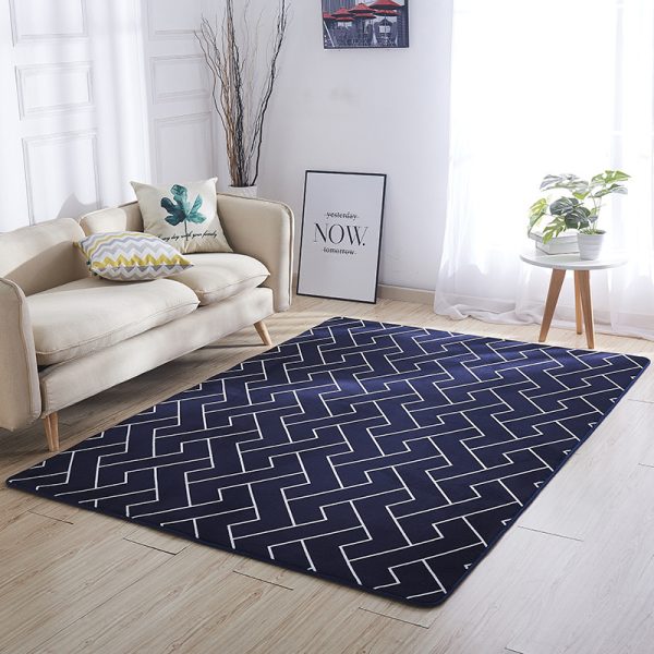 Flannel brown base printing Scandinavian style living room rug
