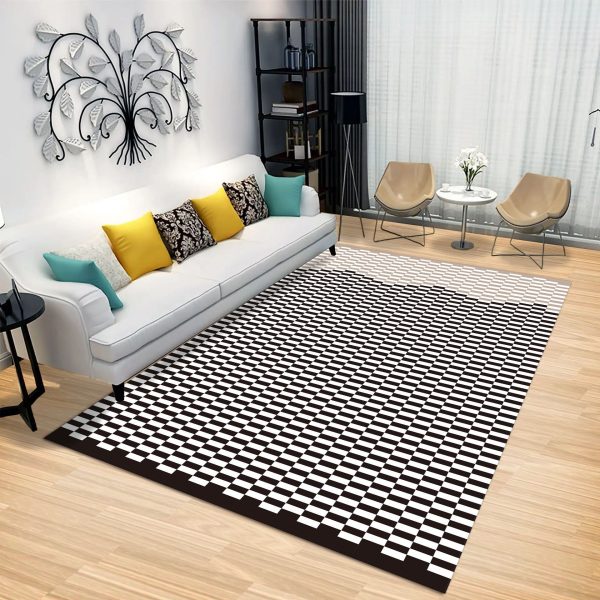 Simple line non-slip imitation cashmere living room rug