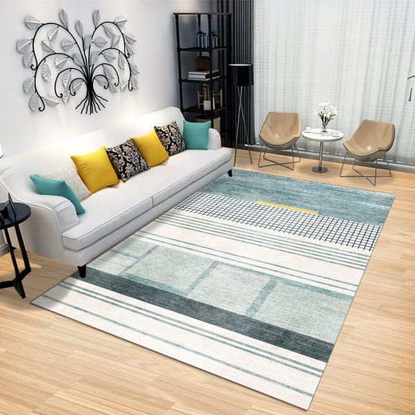 Simple line non-slip imitation cashmere living room rug