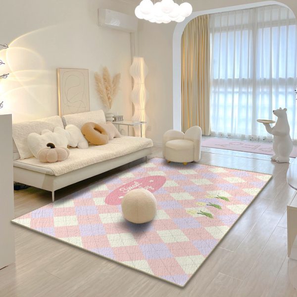 Cute girly tulip imitation cashmere soft living room rug