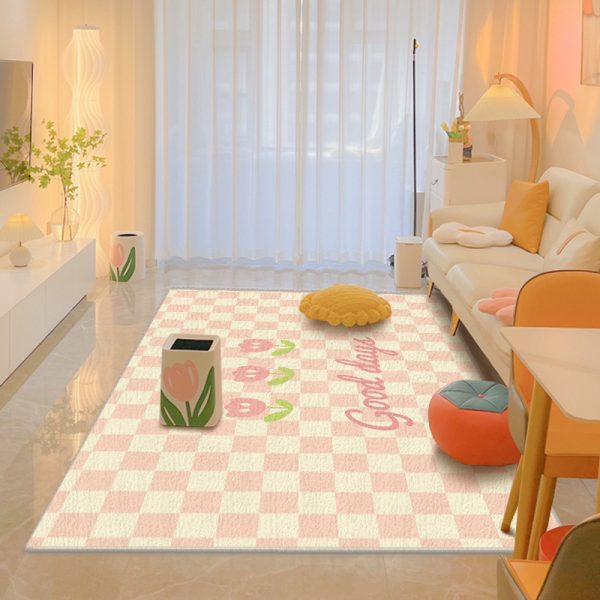 Cute girly tulip imitation cashmere soft living room rug
