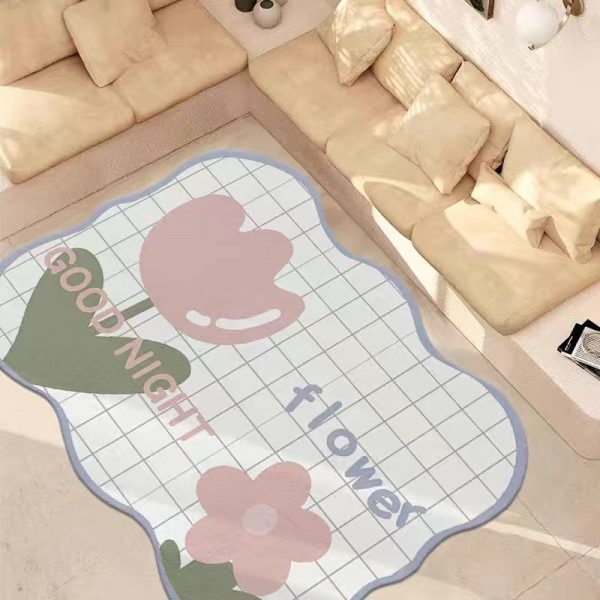 Cute girly tulip imitation cashmere soft living room rug