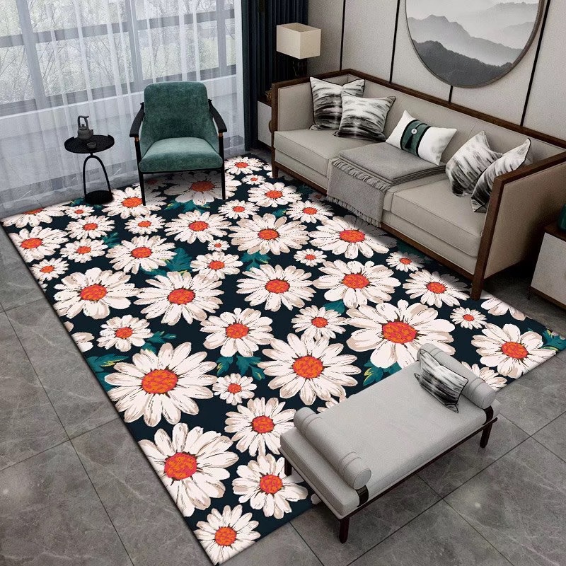Real romantic flowers non-slip wear-resistant water-absorbing living room carpet