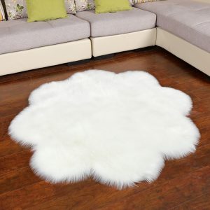 Plush Plum Blossom Shape Faux Cashmere Living Room Rug