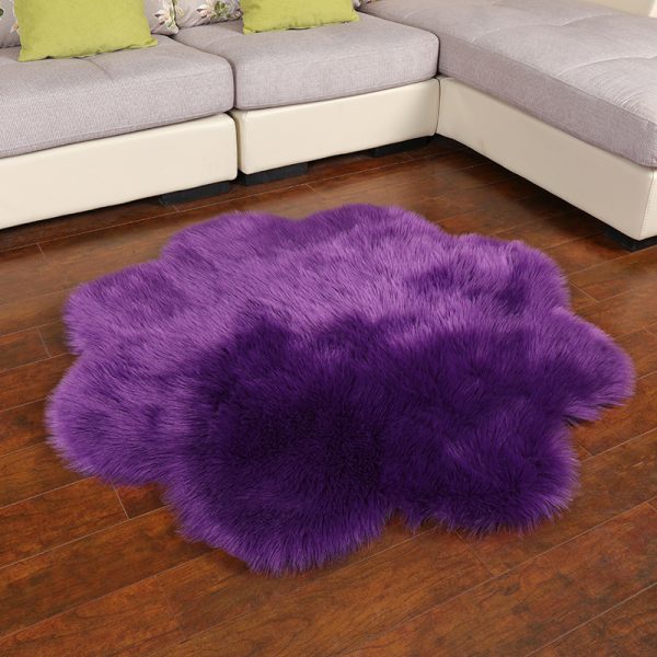 Plush Plum Blossom Shape Faux Cashmere Living Room Rug