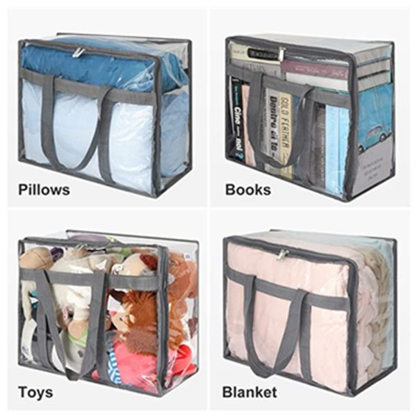 4 Pack Clear Clothes Sturdy Zippers Storage Bags