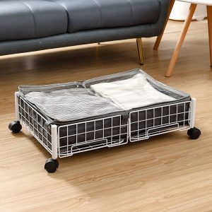 2 Pack 2-in-1 Under Bed Clothes Storage Frame with Wheels