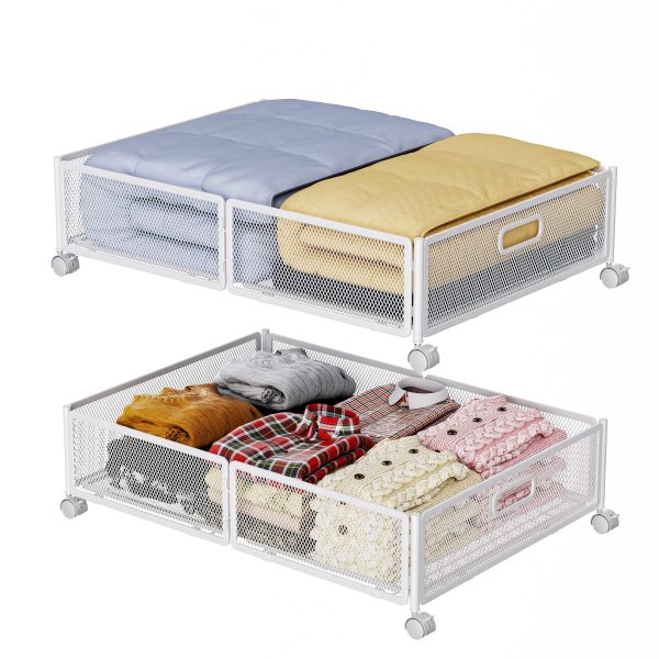 2 Pack Under Bed Storage Frame with Wheels