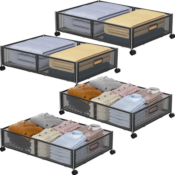 2 Pack Under Bed Storage Frame with Wheels