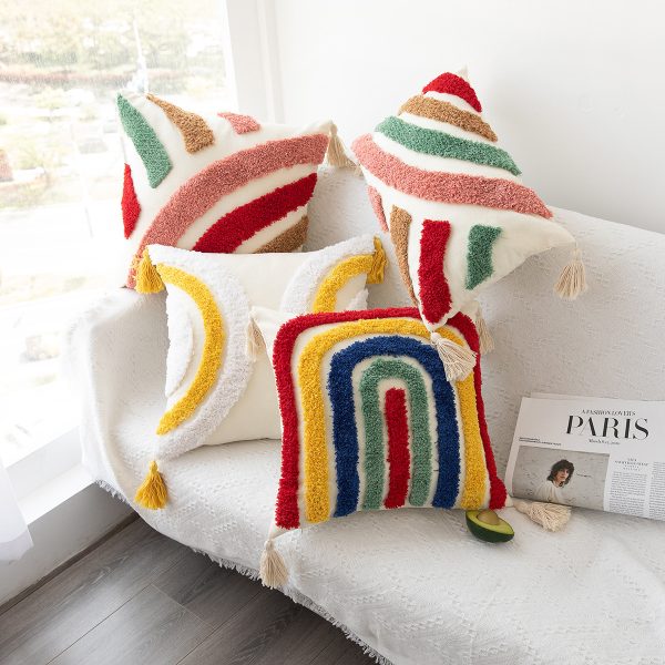 Plush Velvet Red Pillow Cover - Handwoven Indian Craftsmanship, Home Decor Sofa Cushion