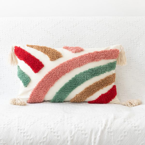 Plush Velvet Red Pillow Cover - Handwoven Indian Craftsmanship, Home Decor Sofa Cushion