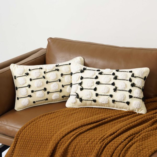 Geometric Velvet Short Plush Wave Line Fringe Diamond Grid Pillow Cover
