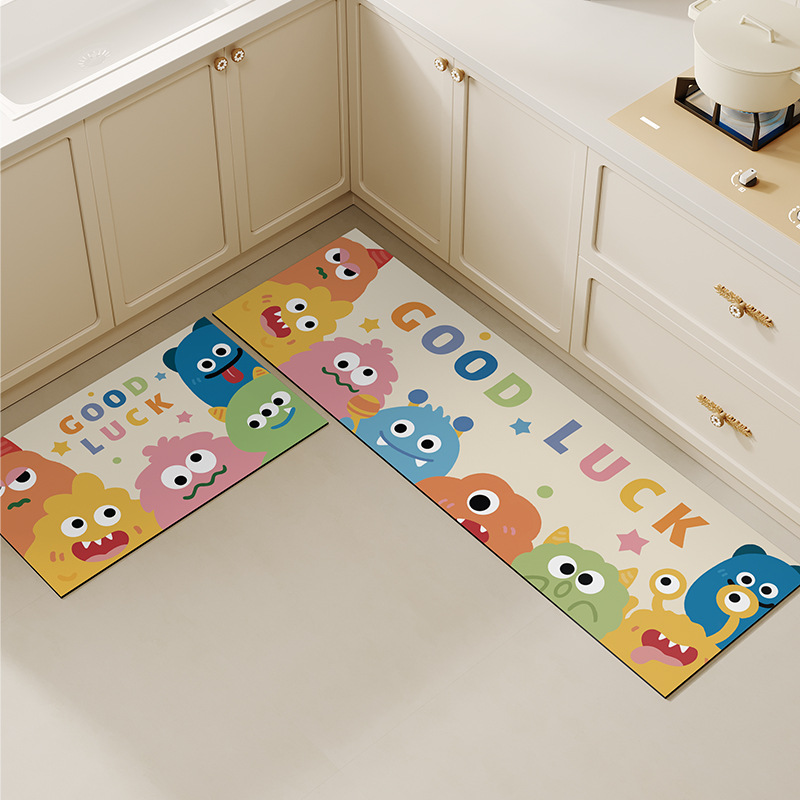 Monster Cartoon Kitchen Mat Set