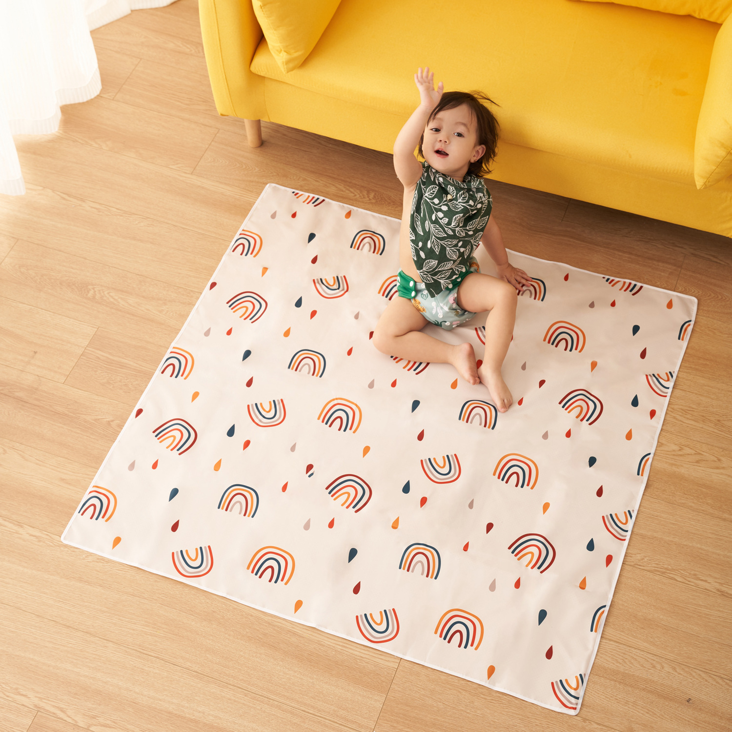 Anti-dirty waterproof non-slip children's high chair mat children's rug
