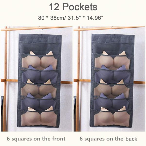 12 Pockets Closet Hanging Bra Organizer Rotating Metal Storage Hanger