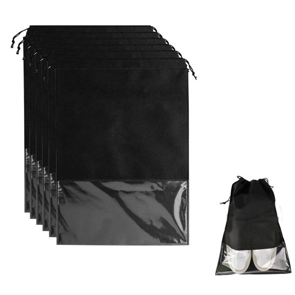 6 Pcs Large Drawstring Clear Window Shoe Storage Bags