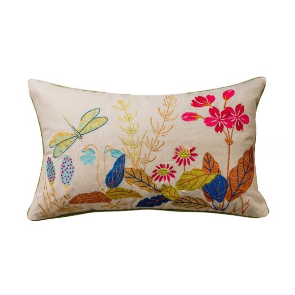 Embroidered Pillow Cover - Rustic Charm Style
