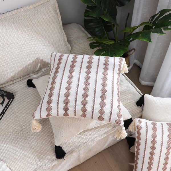 Striped Tassel Pillow Cover - Nordic Bohemian Style