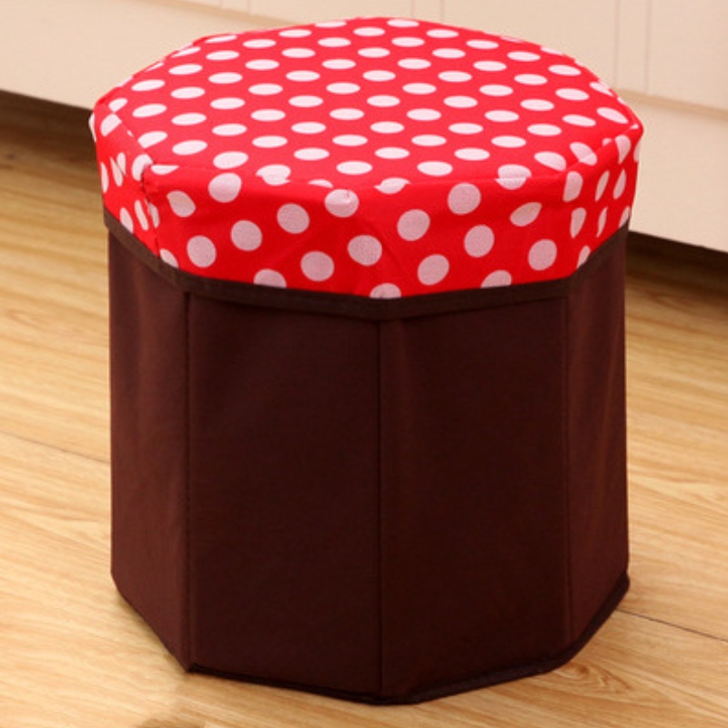 Round Folding Storage Ottoman, Round Dot