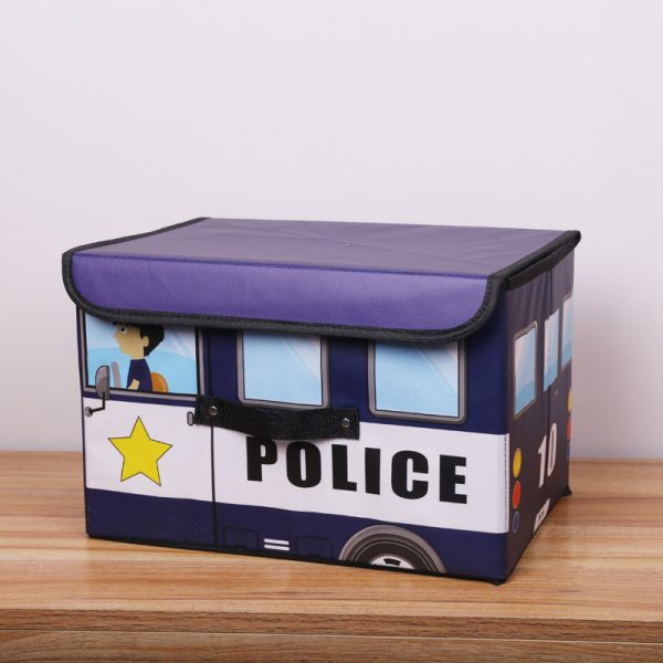 Laminated Cartoon Car Non-Woven Fabric Foldable Storage Box - Clothing Organizer and Multifunctional Children's Toy Storage Bench