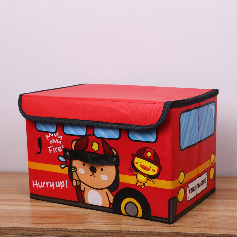 Laminated Cartoon Car Non-Woven Fabric Foldable Storage Box - Clothing Organizer and Multifunctional Children's Toy Storage Bench