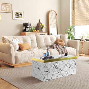 Folding Storage Ottoman Bench Faux Leather