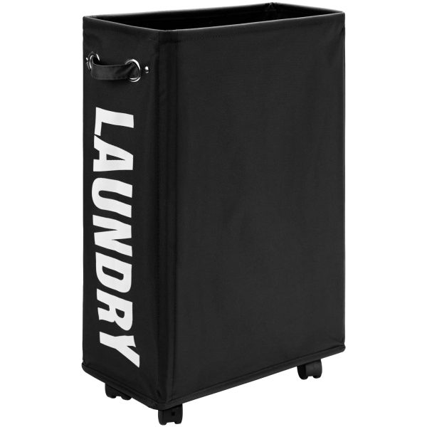 Foldable Narrow Corner Rolling Slim Wheels Laundry Basket