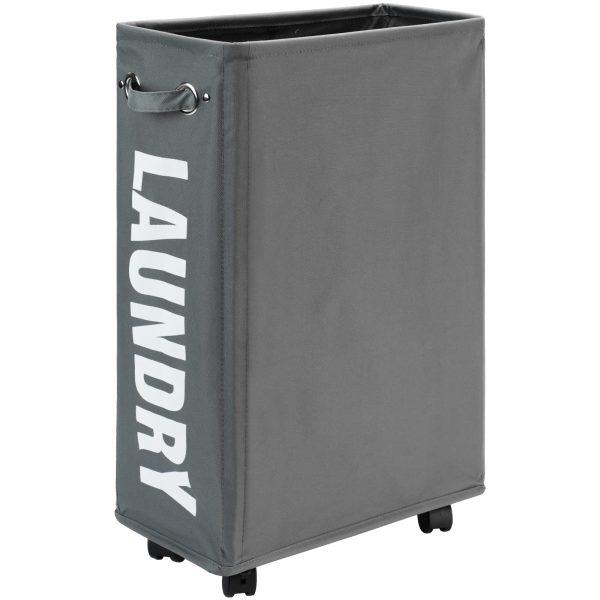 Foldable Narrow Corner Rolling Slim Wheels Laundry Basket