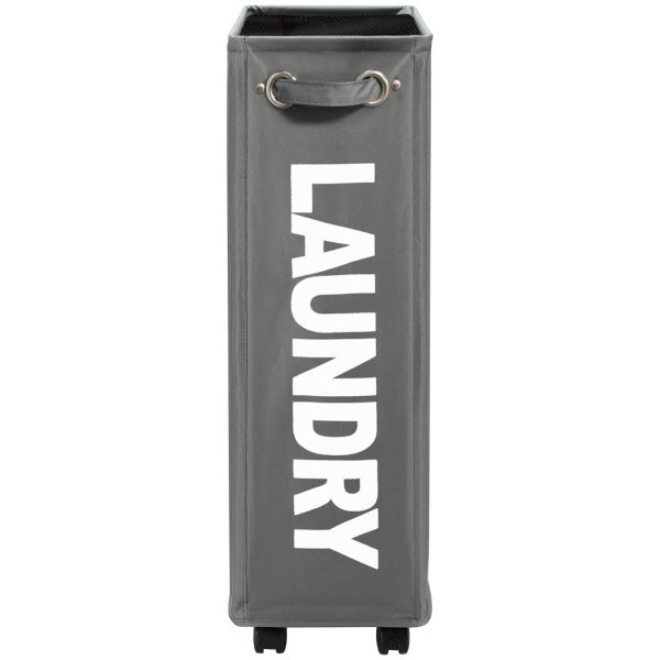 Foldable Narrow Corner Rolling Slim Wheels Laundry Basket