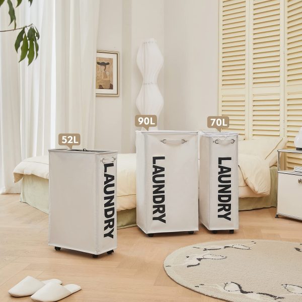 Foldable Narrow Corner Rolling Slim Wheels Laundry Basket