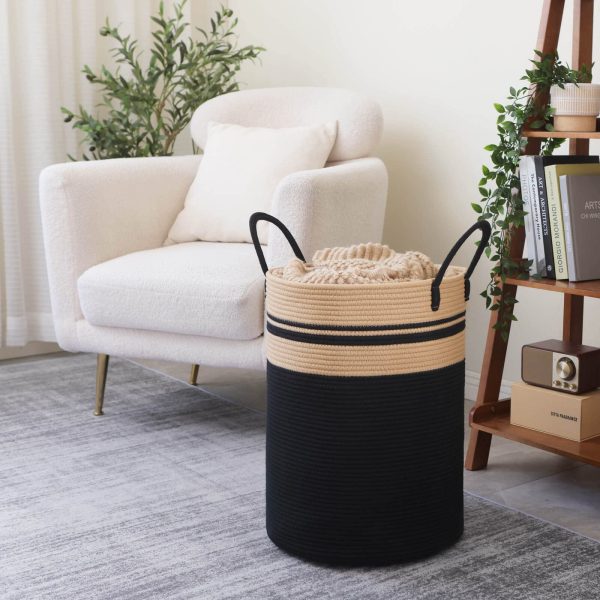 Tall Black Blanket Laundry Basket