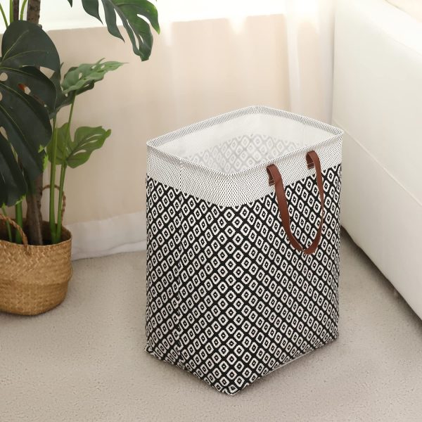 2 Pcs Collapsible Square Long Soft Leather Handles Laundry Hamper